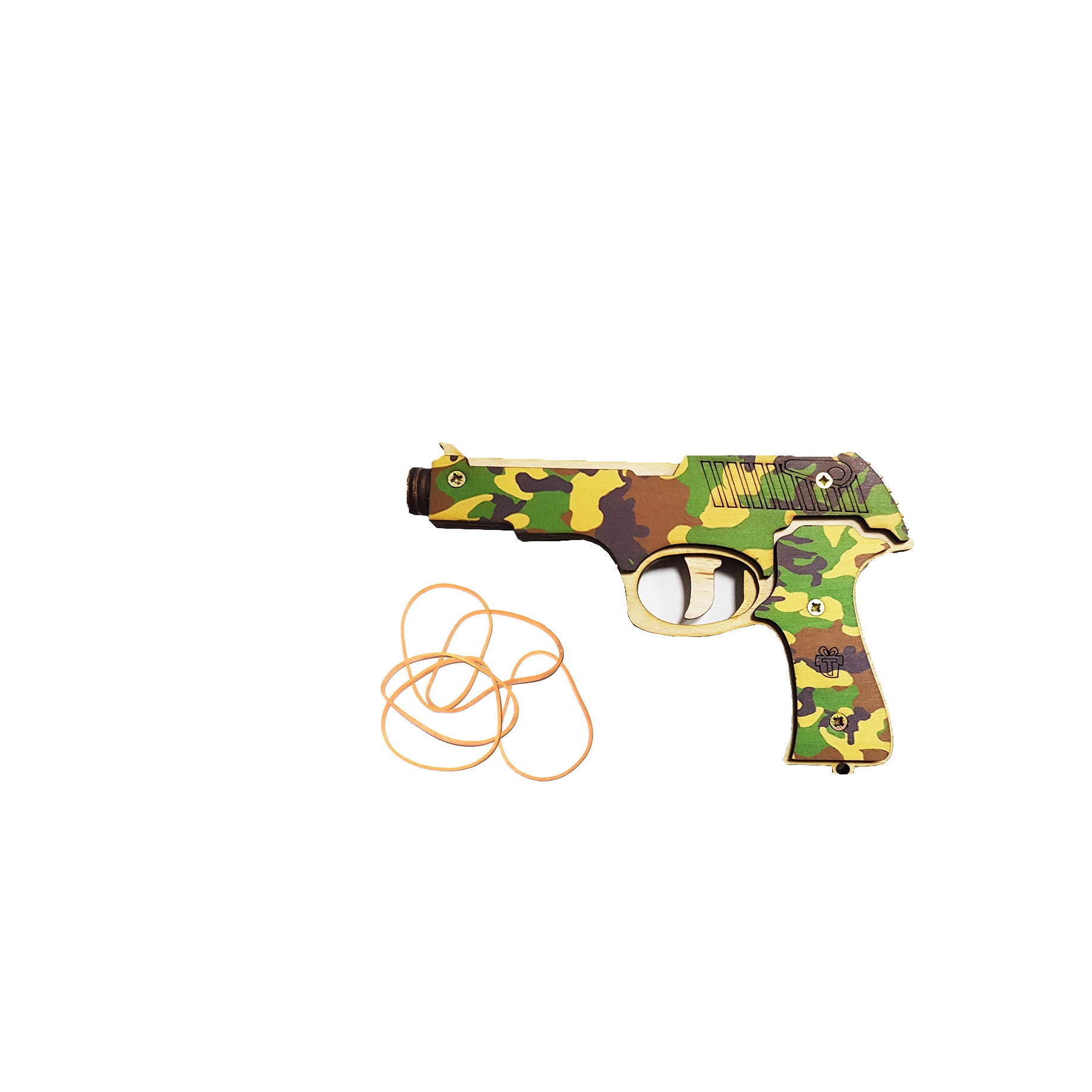 Pistol cu elastice, lemn Multicolor