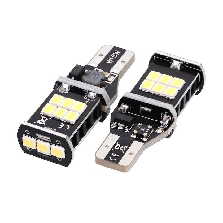 Set 2 Leduri Auto XtremeVision® De Putere, Canbus T15 (W16W) 15 Smd 2835 12V - fara polaritate