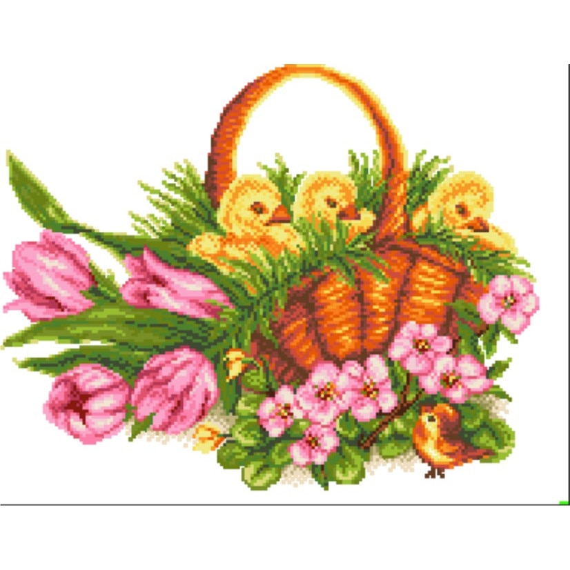 Goblen Puisori si lalele - kit goblen cu panza imprimata, Rogoblen