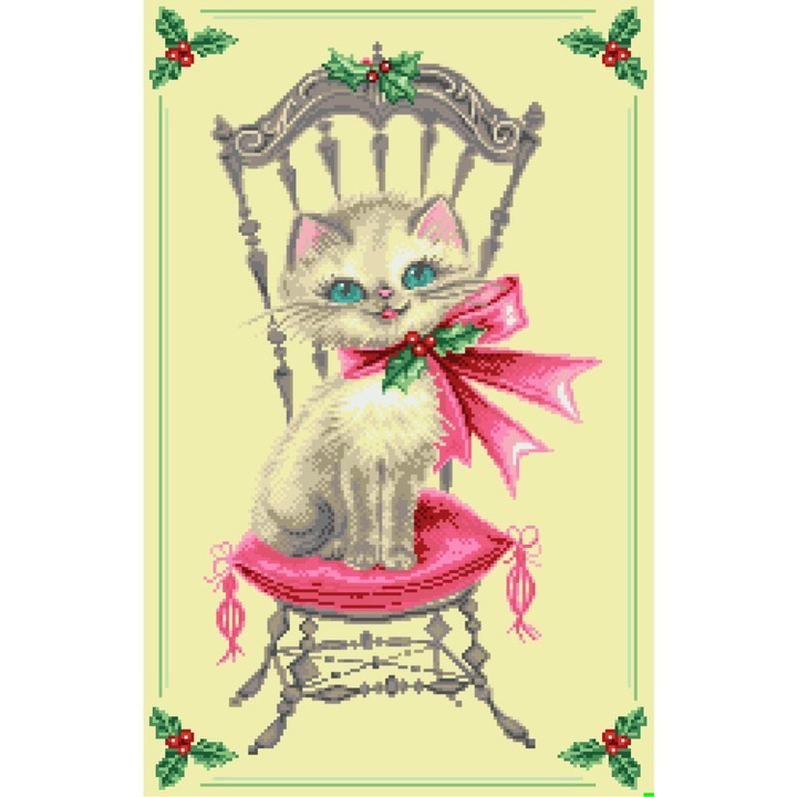 Goblen Craciunul pisicutei - kit goblen cu panza imprimata, Rogoblen