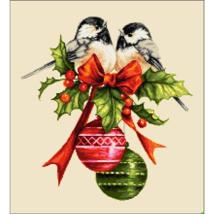 Goblen Craciunul pitigoilor , Rogoblen, kit cu diagrama color, fire mouline 20 x 22cm