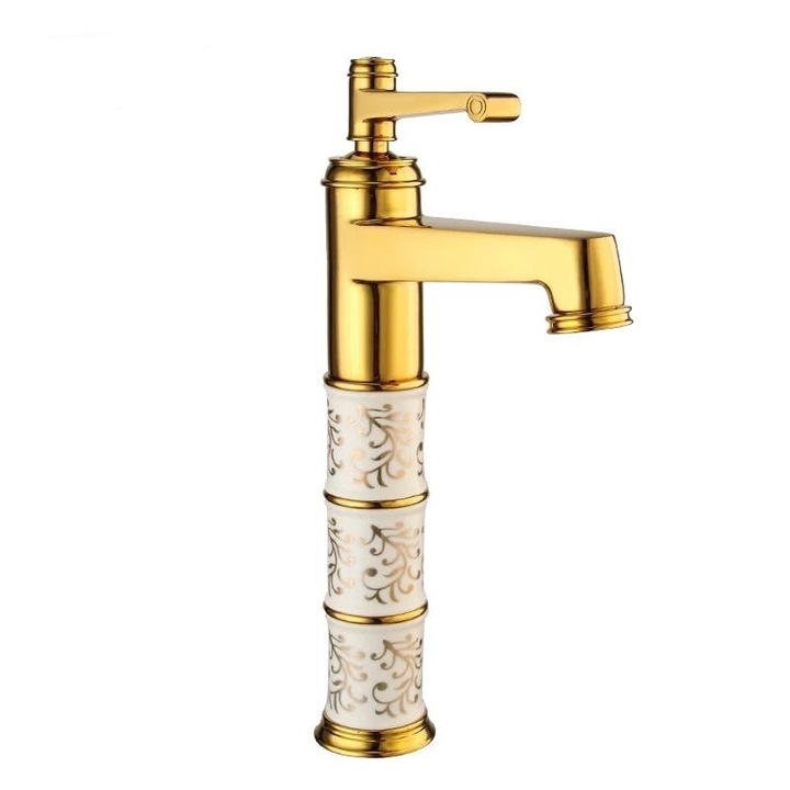 Смесител за мивка TRENDY S, златен корпус, за керамичен плот