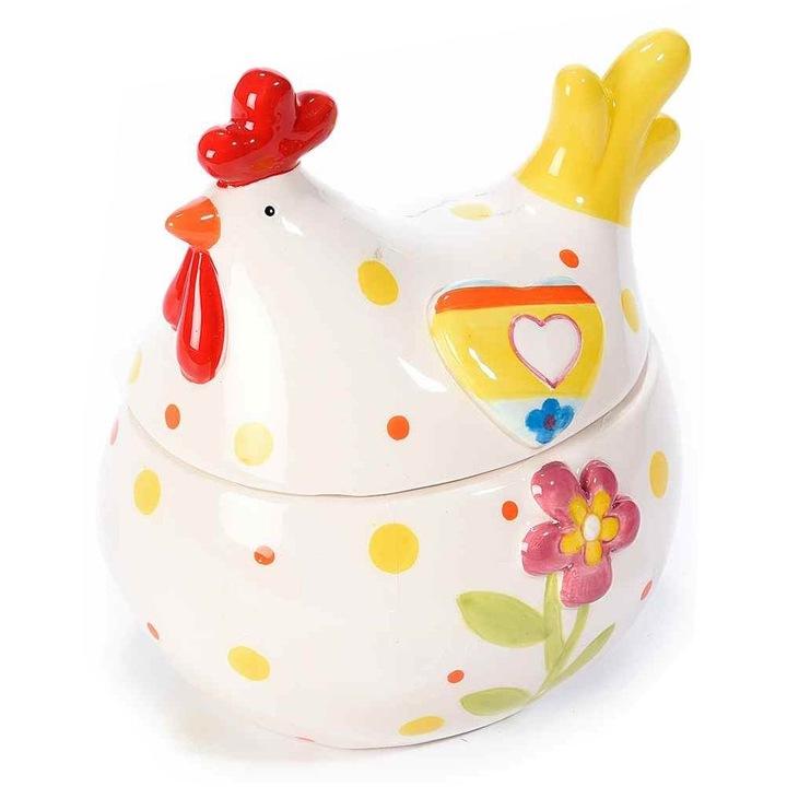 Bol Gallina ceramica alba cu capac 14.5 cm x 11.5 cm x 15.5 h