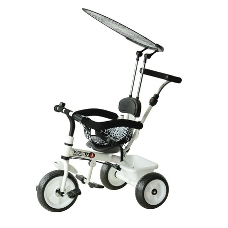 Tricicleta pentru copii, HOMCOM , Alb/Negru, 18 luni +