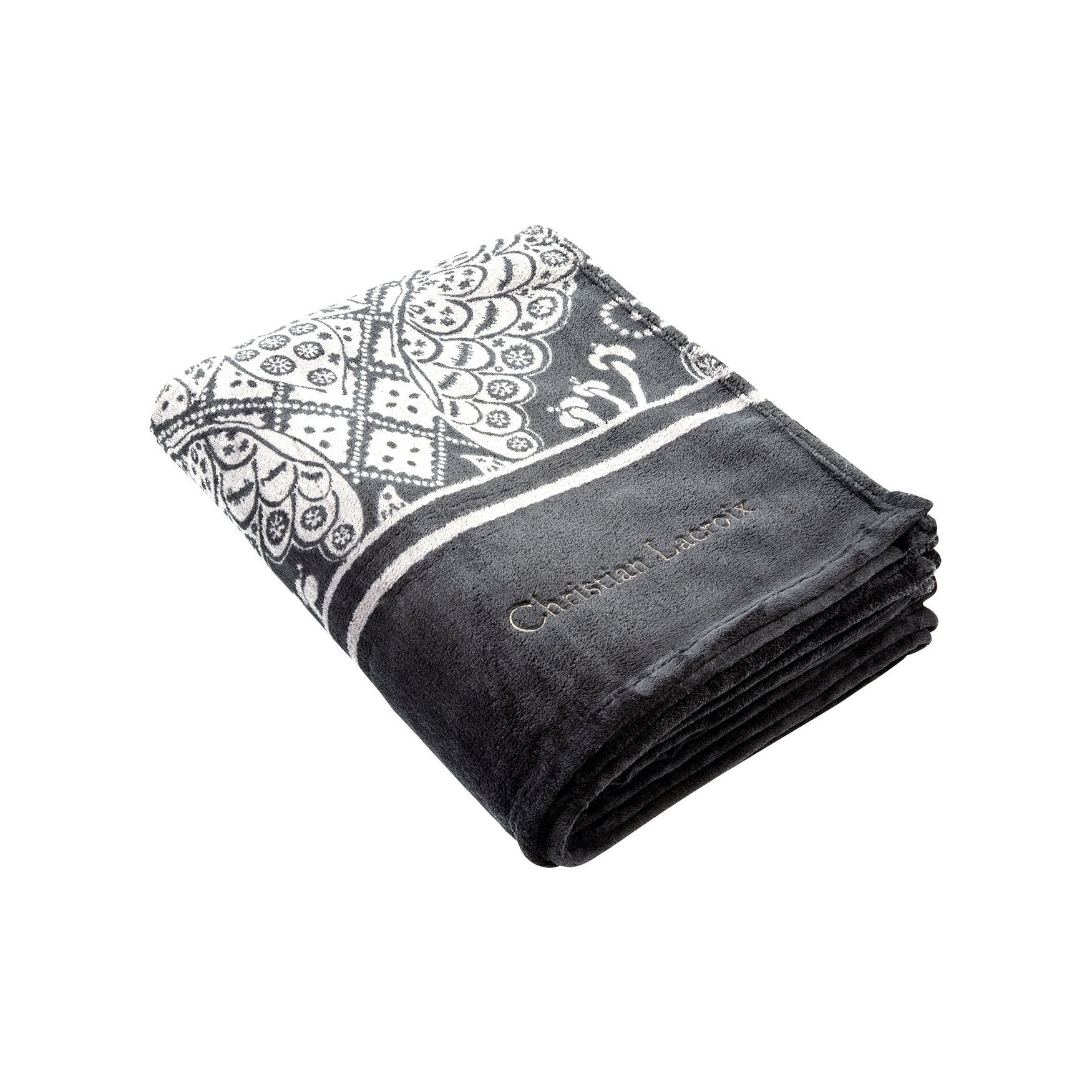 Patura Coral Fleece 100% Pes, 180X220 Cm, Gri Inchis, Christian Lacroix