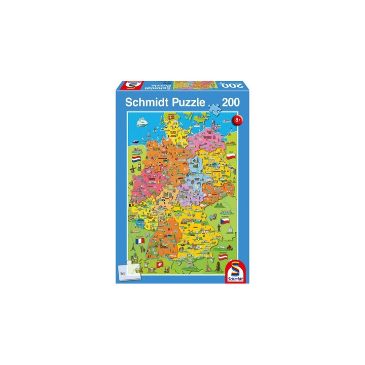 Schmidt 200 db-os puzzle - Cartoon Map of Germany (56312)