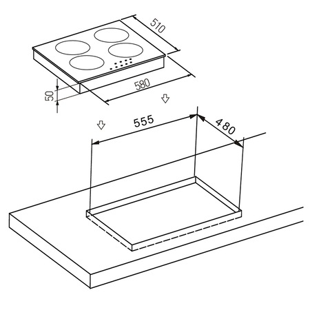 Plita incorporabila Pyramis ECOLINE PVT419, Vitroceramica, 4 zone de gatit, Touch Control, Timer, Negru