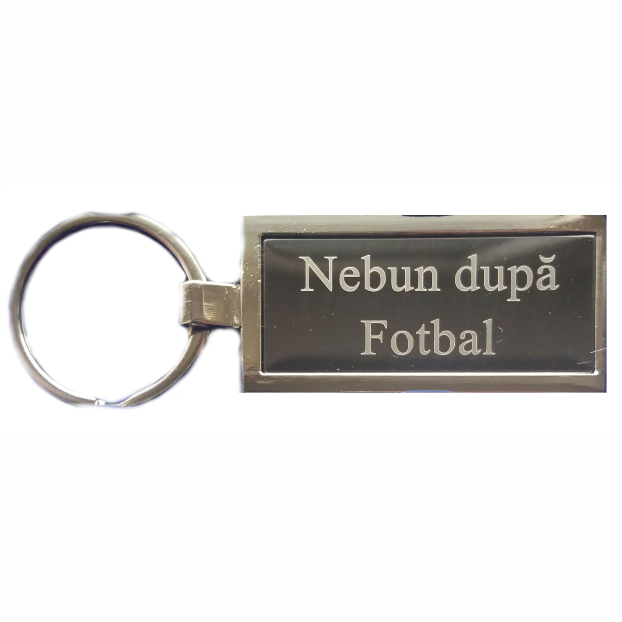 Breloc din metal gravat cu laser pentru barbati -Nebun dupa Fotbal