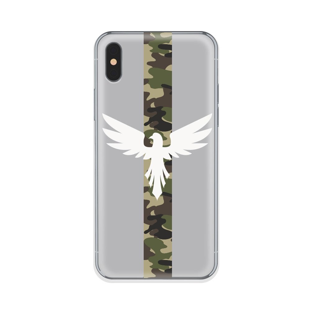 Husa Silicon Lemontti Art pentru iPhone XS / X, Army Eagle