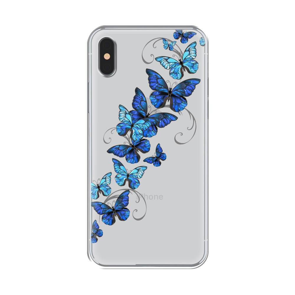 Husa Silicon Lemontti Art pentru iPhone XS / X, Butterflies