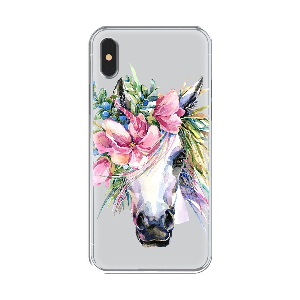 Husa Silicon Lemontti Art pentru iPhone XS / X, Watercolor Unicorn