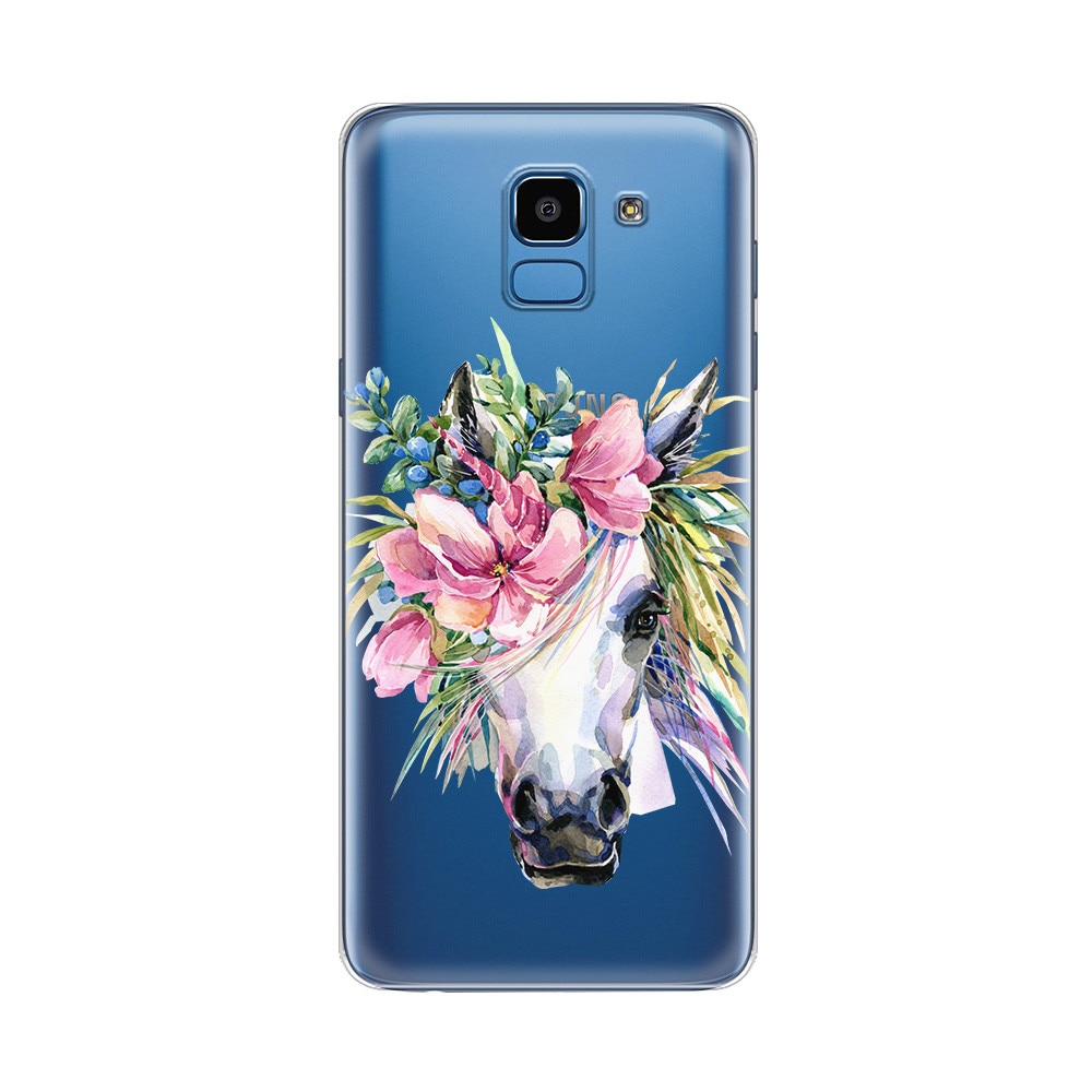 Husa Silicon Lemontti Art pentru Samsung Galaxy J6 2018, Watercolor Unicorn