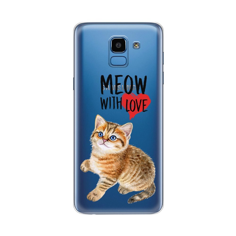 Husa Silicon Lemontti Art pentru Samsung Galaxy J6 2018, Meow With Love