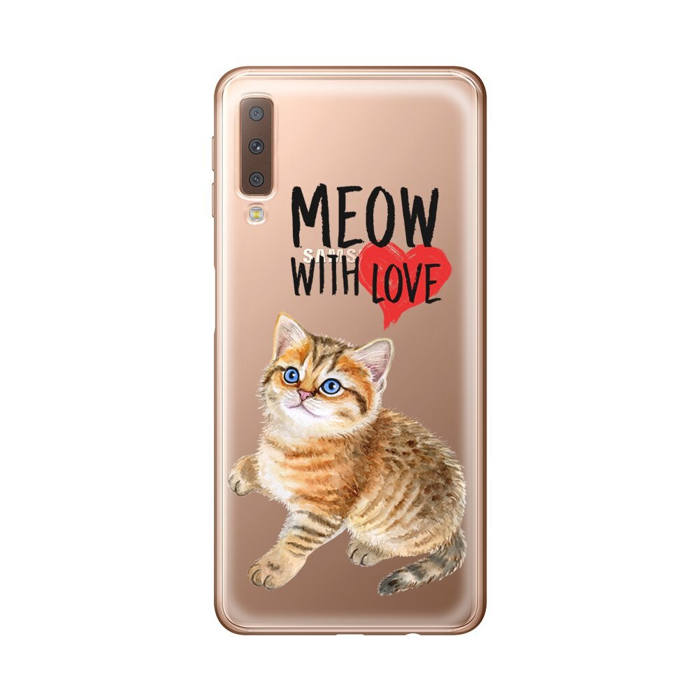 Husa Silicon Lemontti Art pentru Samsung Galaxy A7 2018, Meow With Love