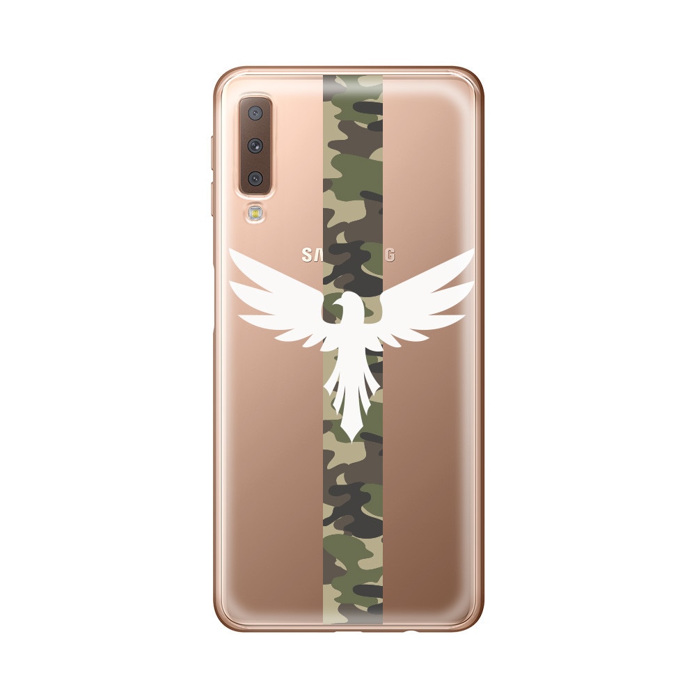 Husa Silicon Lemontti Art pentru Samsung Galaxy A7 2018, Army Eagle