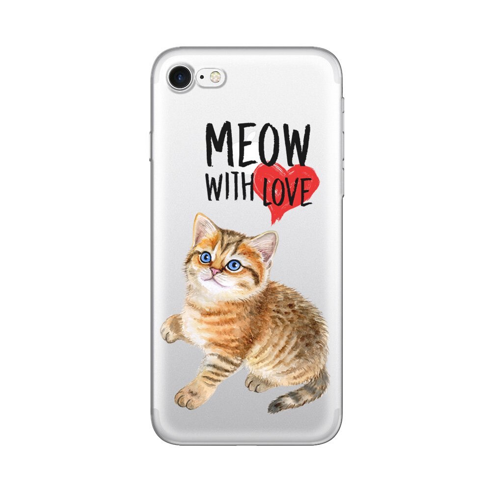 Husa Silicon Lemontti Art pentru iPhone 8 / 7, Meow With Love