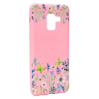 Husa Samsung Galaxy A5 2018, Silicon, Butterfly-Flowers P95 Husa Samsung Galaxy A5 2018, Silicon, Butterfly-Flowers P95