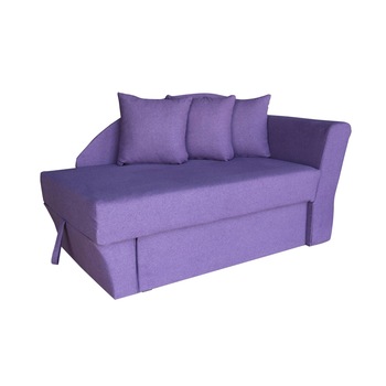 Canapea pat 1 persoana Camelia, Mobila Domnel, Extensibil si lada de depozitare, 150 x 80 cm, mov, STG Canapea pat 1 persoana Camelia, Mobila Domnel, Extensibil si lada de depozitare, 150 x 80 cm, mov, STG