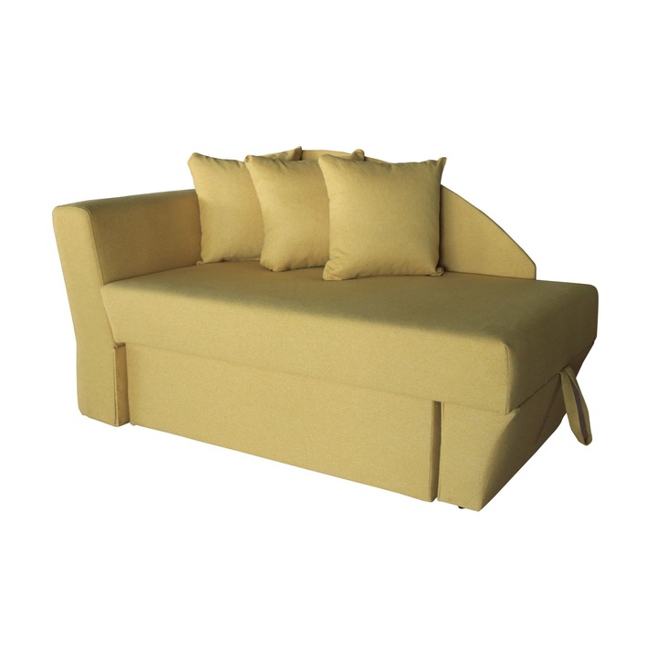 Canapea pat 1 persoana Camelia, Mobila Domnel, Extensibil si lada de depozitare, 150 x 80 cm, yellow, DR