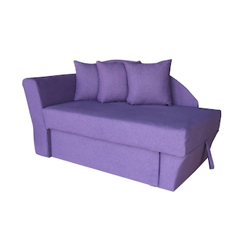 Canapea pat 1 persoana Camelia, Mobila Domnel, Extensibil si lada de depozitare, 150 x 80 cm, mov, DR Canapea pat 1 persoana Camelia, Mobila Domnel, Extensibil si lada de depozitare, 150 x 80 cm, mov, DR
