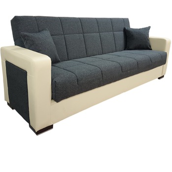 Canapea extensibila olivia,lada depozitare 220/85/80 gri/crem Canapea extensibila olivia,lada depozitare 220/85/80 gri/crem