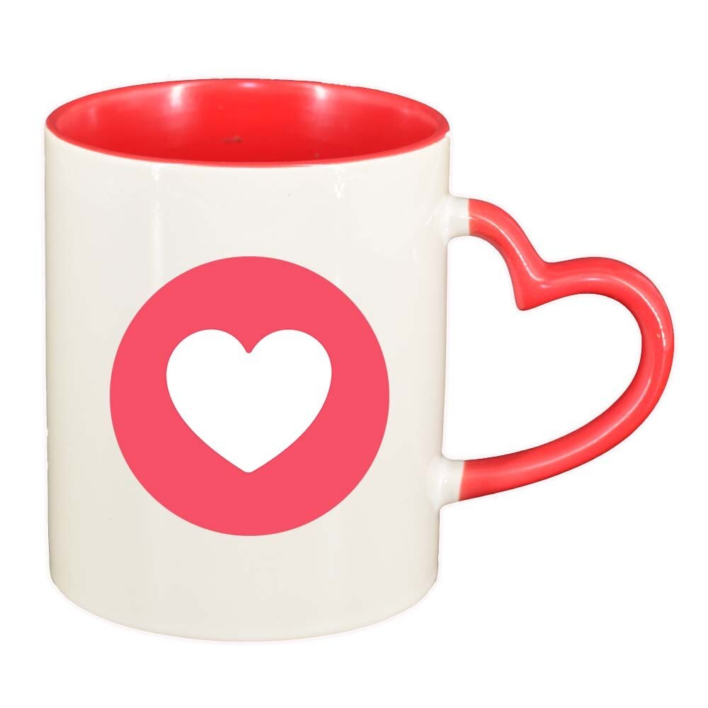 Cana Love, interior rosu, maner inima, 330ml, D328