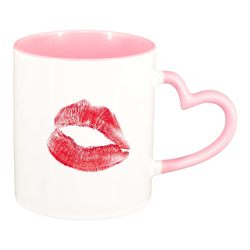 Cana Lips, interior roz, maner inima, 330ml, D324