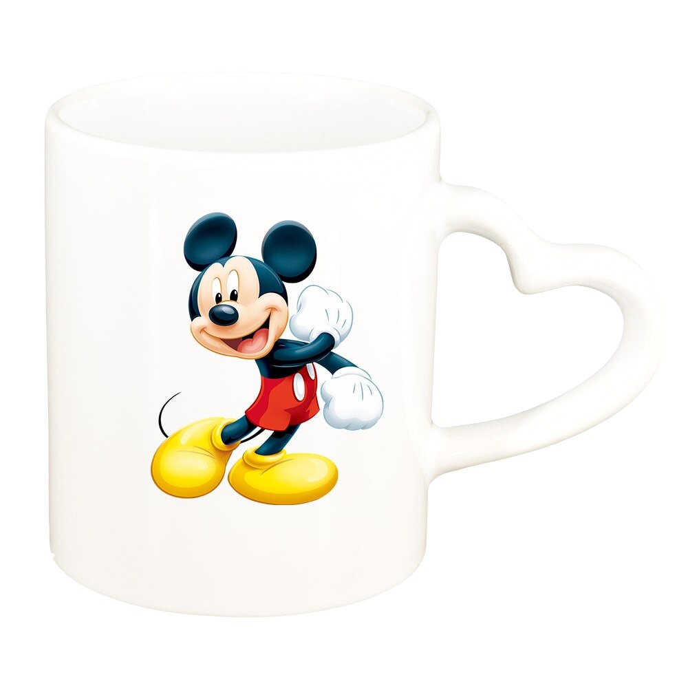 Cana Mickey Mouse, alb, maner inima, 330ml, D322