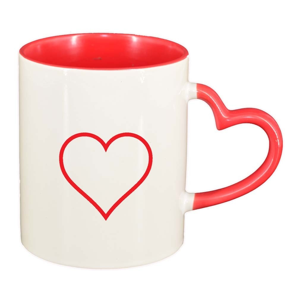 Cana Love, interior rosu, maner inima, 330ml, D326