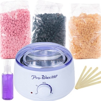 Kit epilare cu incalzitor pro-wax, 300 g ceara elastica, ulei, 5 spatule Kit epilare cu incalzitor pro-wax, 300 g ceara elastica, ulei, 5 spatule