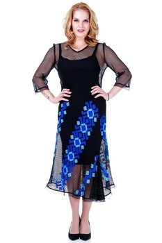 Rochie neagra plasa cu broderie Liza Panait R1956E Rochie neagra plasa cu broderie Liza Panait R1956E