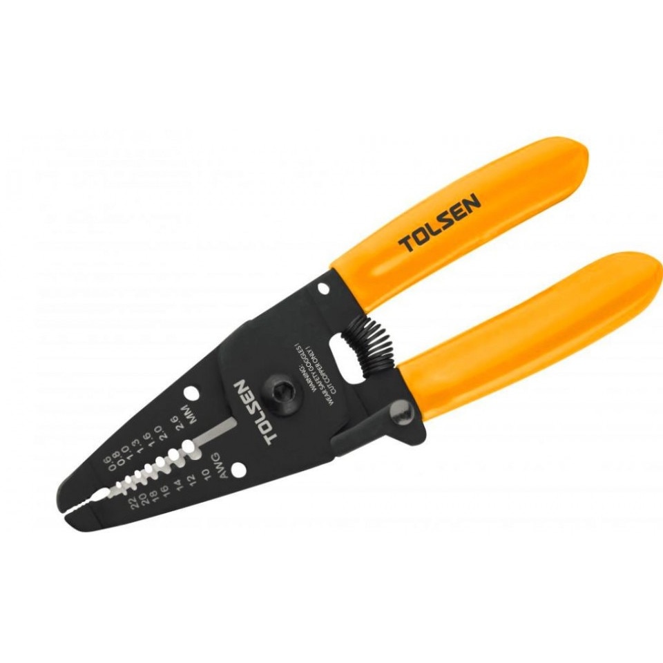 Cleste Tolsen Tools pentru dezizolare cabluri 160 mm , Pentru uz Industrial , Maner ergonomic , Negru/Galben