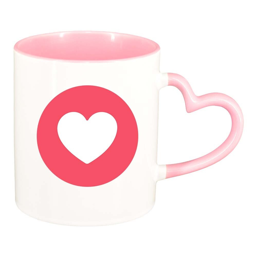 Cana Love, interior roz, maner inima, 330ml, D328