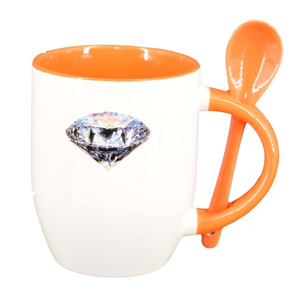 Cana Diamond cu lingurita, interior portocaliu, 330ml, D325