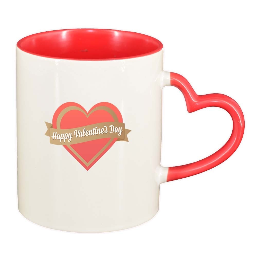 Cana Love, interior rosu, maner inima, 330ml, D336