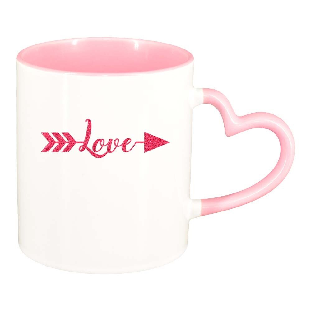 Cana Love, interior roz, maner inima, 330ml, D337