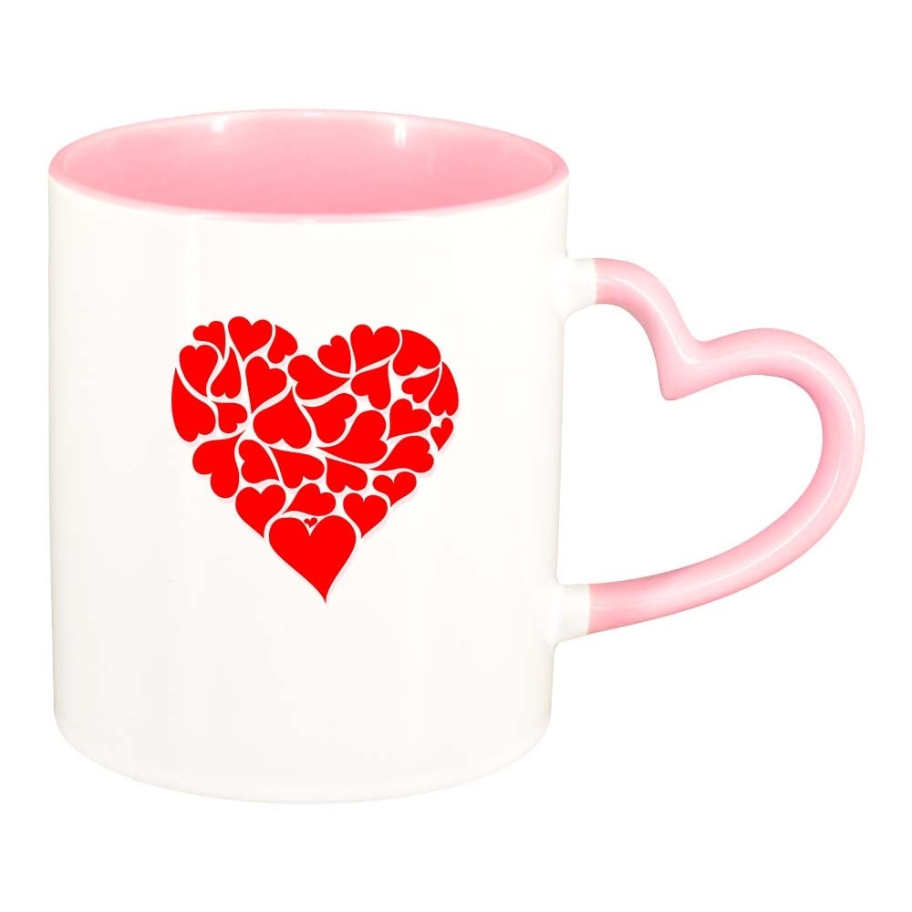 Cana Love, interior roz, maner inima, 330ml, D333