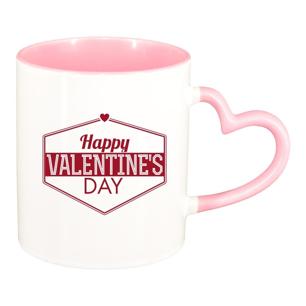 Cana Love, interior roz, maner inima, 330ml, D342