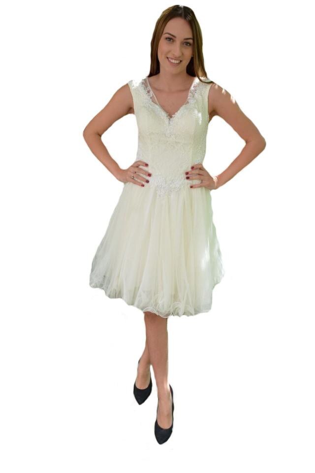 Rochie de ocazie,tul stratificat si dantela florala, D&J Exclusive, Perla