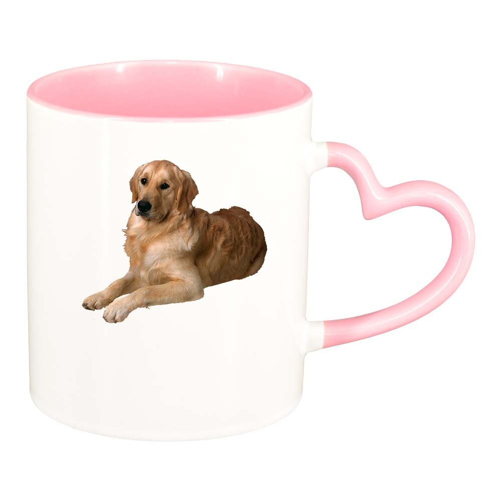 Cana Dog, interior roz, maner inima, 330ml, D347