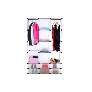 Dulap haine cu 10 compartimente de depozitare si doua bare pentru umerase, din plastic, 145cm x 110 x 36.5cm, Alb, FH-ALO1443-10 white, Vivo Dulap haine cu 10 compartimente de depozitare si doua bare pentru umerase, din plastic, 145cm x 110 x 36.5cm, Alb, FH-ALO1443-10 white, Vivo