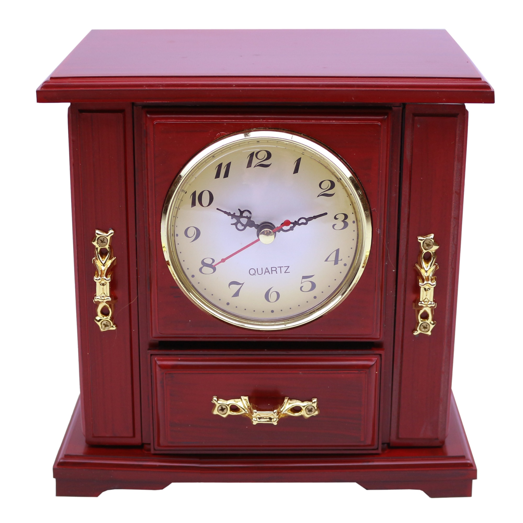 Cutie Vintage pentru bijuterii, compartimente de depozitare, Oglinda, Ceas, Maro, 18 cm