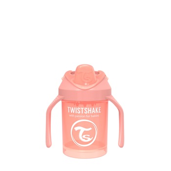 Cana de antrenament bebe, Mini Cup, Pastel Peach, 230 ml, 4luni + cu capac, 2 x 100 ml Cana de antrenament bebe, Mini Cup, Pastel Peach, 230 ml, 4luni + cu capac, 2 x 100 ml