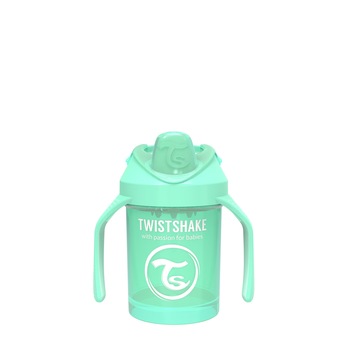 Cana de antrenament bebe, Mini Cup, Pastel Green, 230 ml, 4luni + cu capac, 2 x 100 ml Cana de antrenament bebe, Mini Cup, Pastel Green, 230 ml, 4luni + cu capac, 2 x 100 ml