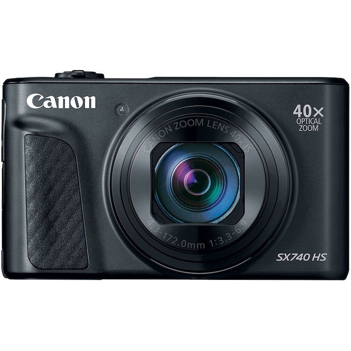 Canon Powershot SX740 HS fényképezőgép, fekete, 4K felbontás, 40x szuperzoom