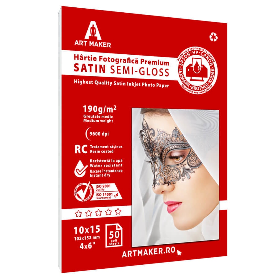 Hartie foto Art Maker Satin, Premium, 190g/mp, rc, 10×15 cm, 50 coli