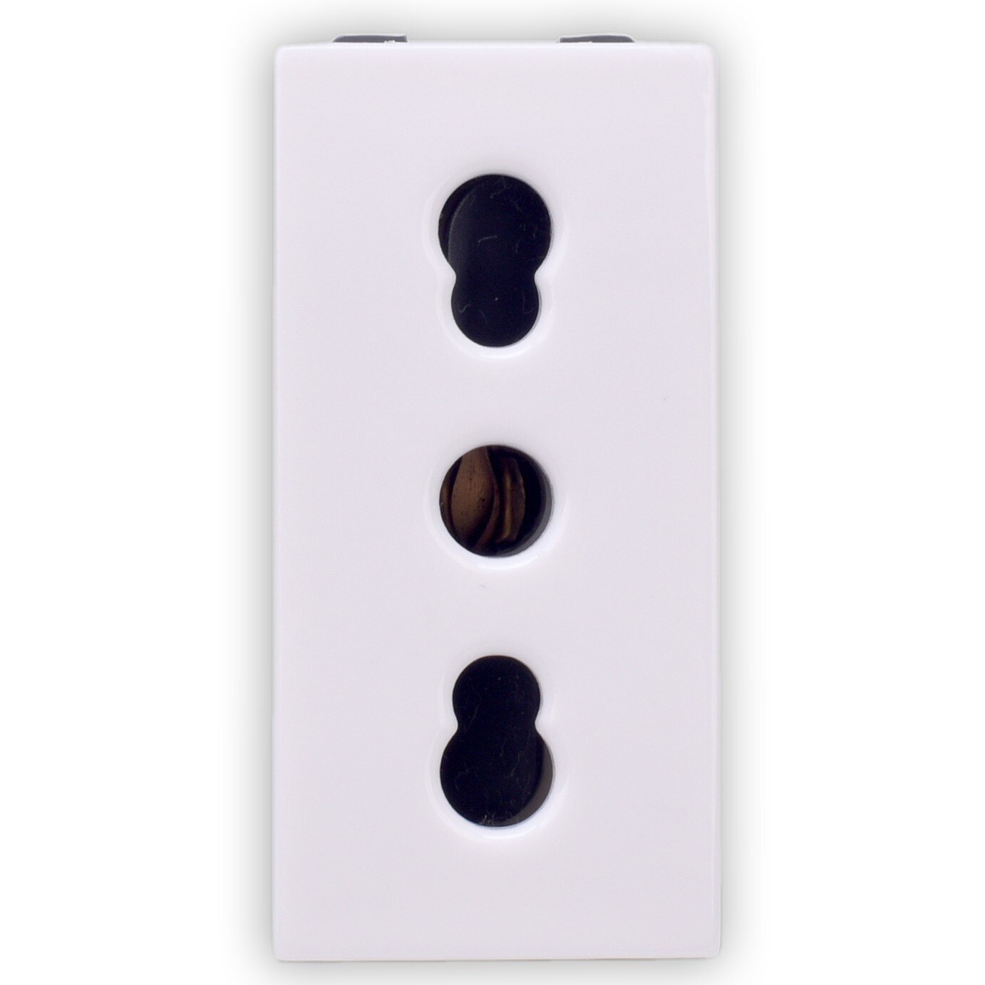 Priza simpla Hoff, incastrata, modulara - 1, contact de protectie, culoare alba, 45 x 22 x 34 mm