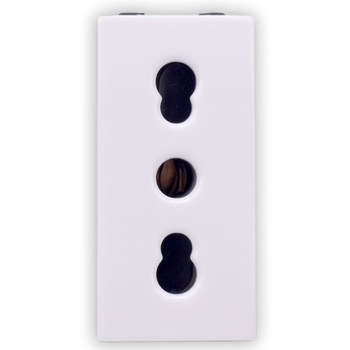 Priza simpla Hoff, incastrata, modulara - 1, contact de protectie, culoare alba, 45 x 22 x 34 mm Priza simpla Hoff, incastrata, modulara - 1, contact de protectie, culoare alba, 45 x 22 x 34 mm