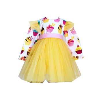 Rochita copil, model maybelle cupcake, masura galben si roz Rochita copil, model maybelle cupcake, masura galben si roz