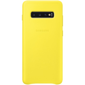 Husa de protectie Samsung Leather pentru Galaxy S10 Plus G975, Yellow